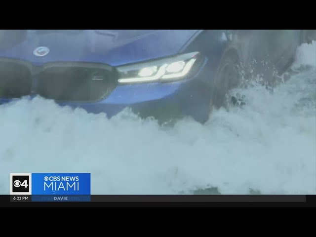 ⁣Rainy conditions, flooded streets in Miami-Dade