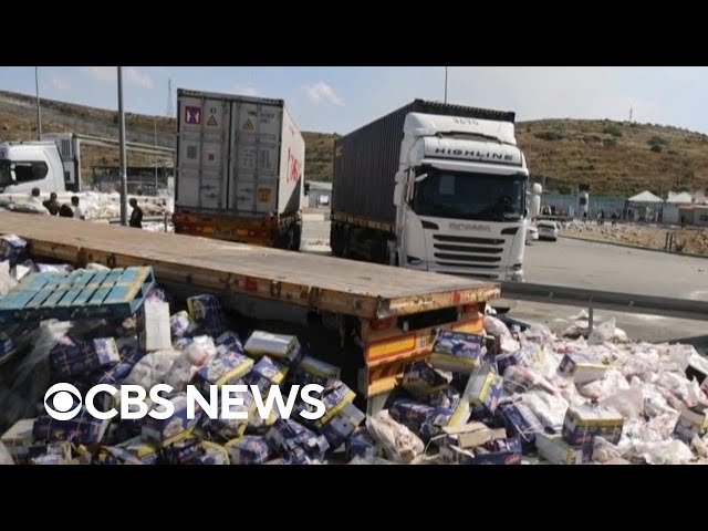 ⁣Far-right Israeli settlers block Gaza aid trucks