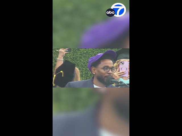 ⁣Kendrick Lamar gives surprise commencement speech at Compton College