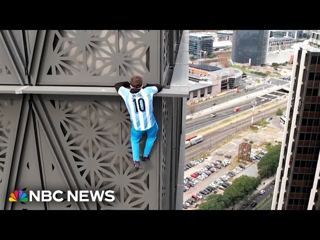⁣Watch: Climber (almost) scales 30-story building without safety gear