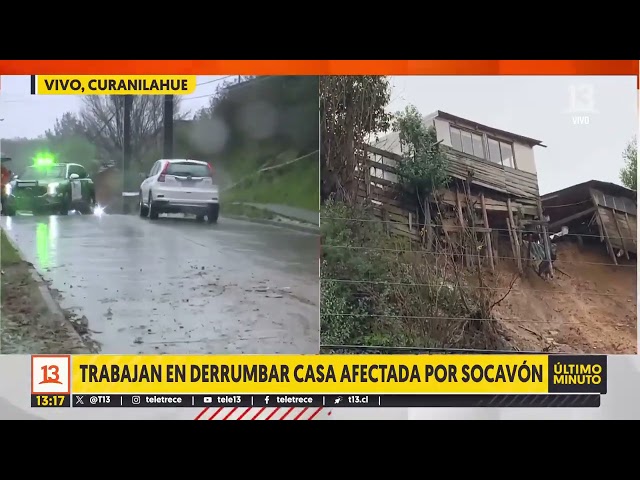 ⁣Inminente derrumbe de casa por deslizamiento de tierra en Curanilahue