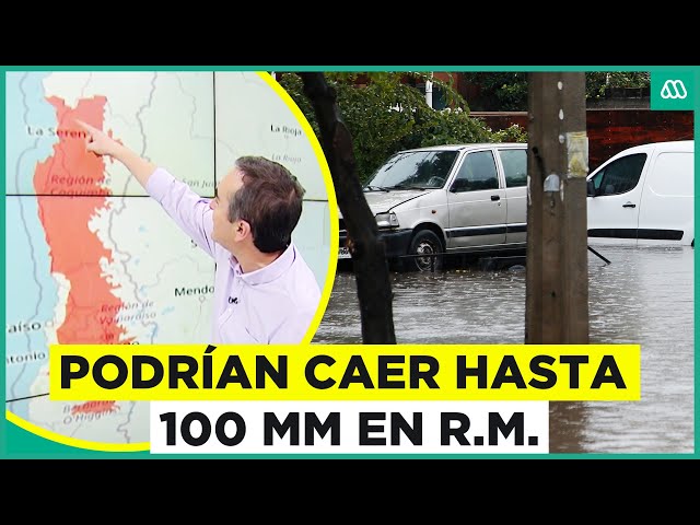⁣Alerta por intensa lluvia: Podrían caer hasta 100 mm en la Región Metropolitana