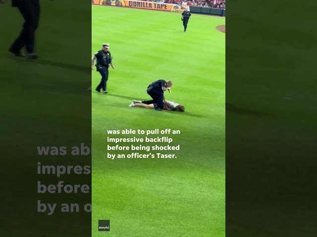 ⁣Security uses Taser on backflipping field intruding fan #Shorts