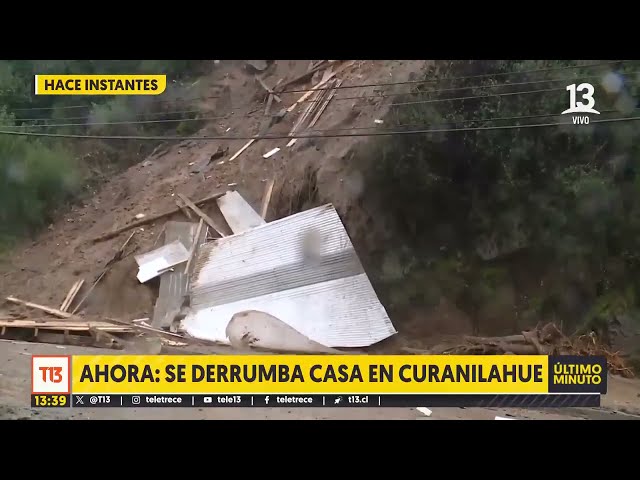 ⁣Así fue el momento en que una casa en Curanilahue colapsó a causa de las lluvias