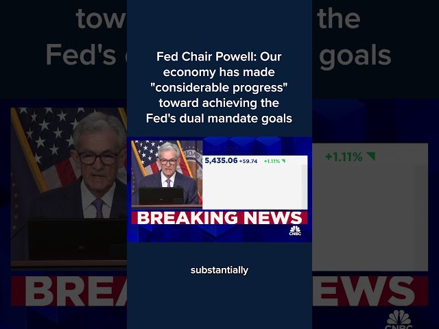 ⁣Powell: Our economy has made 'considerable progress' toward achieving the Fed's dual 