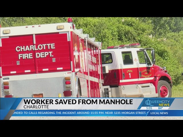 ⁣Charlotte golf course worker saved from falling into manhole