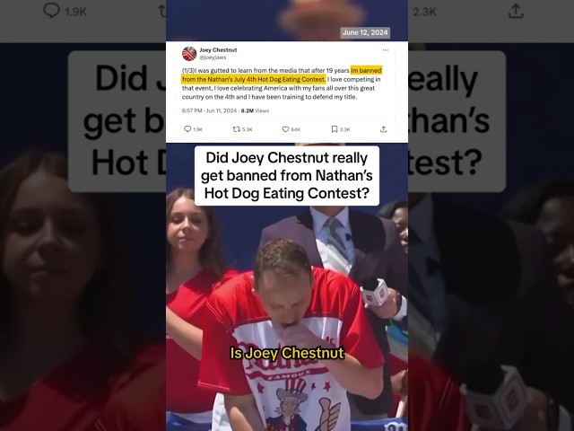 ⁣Why Joey Chestnut can’t compete in Nathan’s Hot Dog Eating Contest