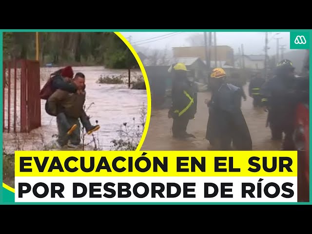 ⁣Evacuación por desborde de ríos: Así es el rescate de personas en el sur por las inundaciones