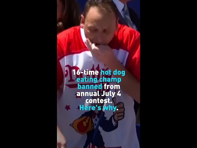 ⁣16-time hot dog eating champ banned from annual July 4 contest. Here's why.