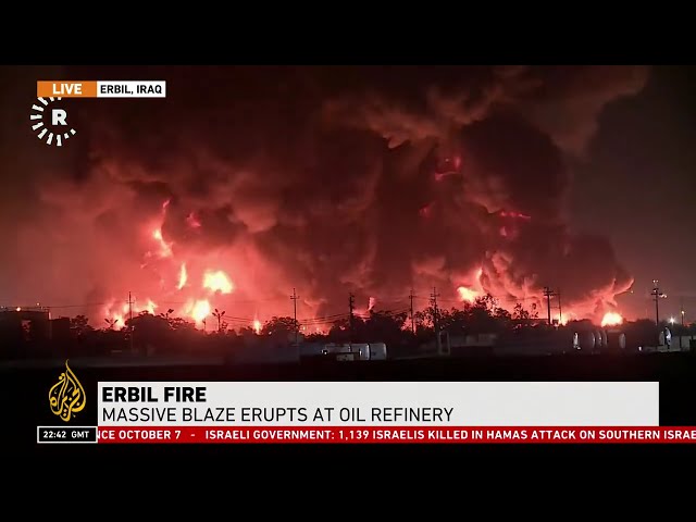 ⁣Erbil fire: Massive blaze erupts at oil refinery