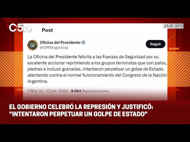 ⁣El GOBIERNO CELEBRÓ la REPRESIÓN y JUSTIFICÓ: "INTENTARON perpetuar un GOLPE DE ESTADO"