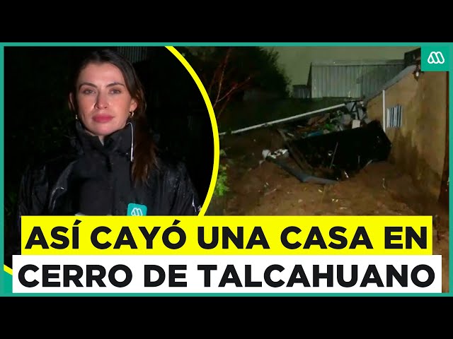 ⁣Deslizamiento de tierra provoca caída de casa en un cerro de Talcahuano