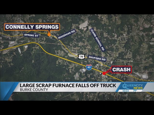 ⁣4-ton furnace falls off truck on I-40 bridge