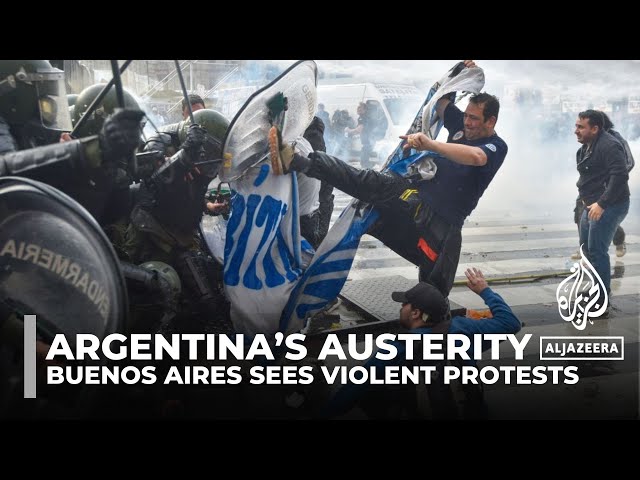 ⁣Argentina sees violent protests over Milei’s reforms