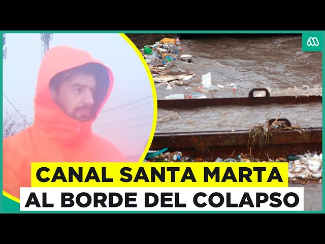 ⁣Imágenes muestran el canal Santa Marta en Maipú a punto de colapsar
