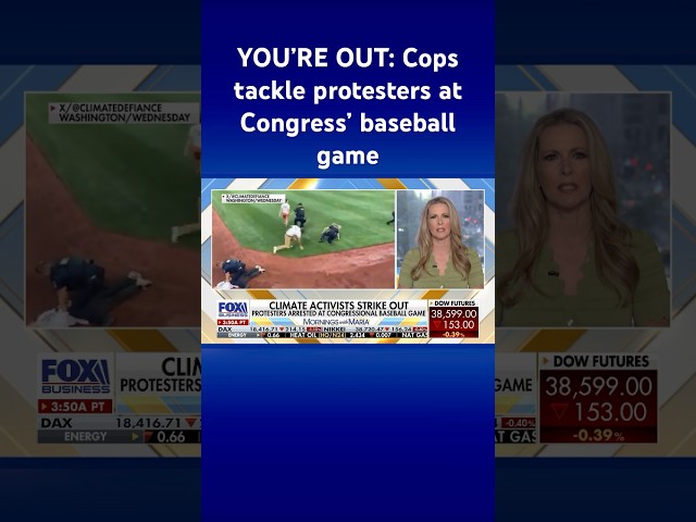 ⁣Climate activists strike out after being tackled, arrested at congressional baseball game #shorts