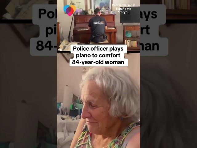 ⁣Officer plays piano to comfort 84-year-old woman #shorts