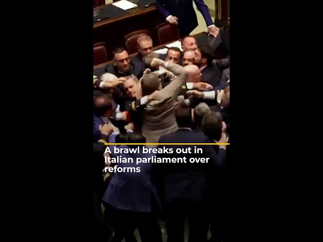 ⁣A brawl breaks out in Italian parliament over reforms | AJ #shorts