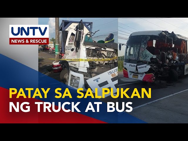 ⁣2 nasawi sa banggaan ng truck at passenger bus sa Milaor, Camarines Sur