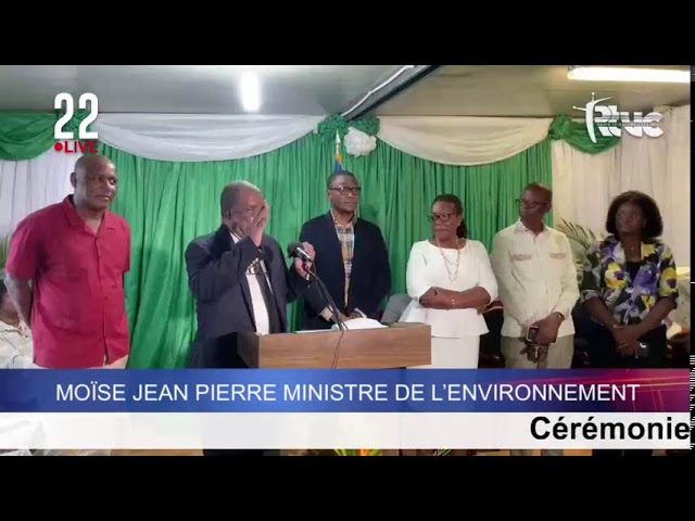 ⁣Cérémonie d'installation du nouveau ministre de l'environnement, Moïse Jean Pierre