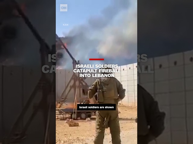 ⁣Israeli soldiers catapult fireball into Lebanon