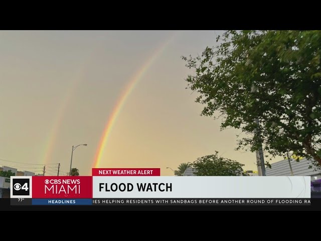 ⁣Heavy rainfall ends as double rainbow lights up the sky