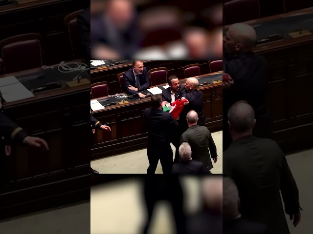 ⁣Brawl breaks out in Italian parliament sending one lawmaker to hospital #Shorts
