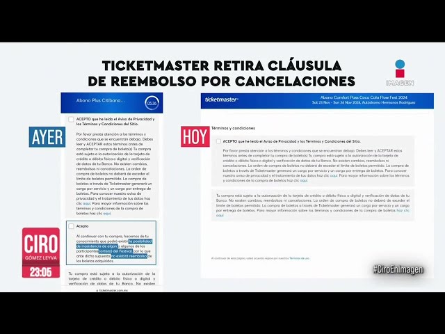 ⁣Ticketmaster retira cláusula de reembolso por cancelaciones | Ciro Gómez Leyva