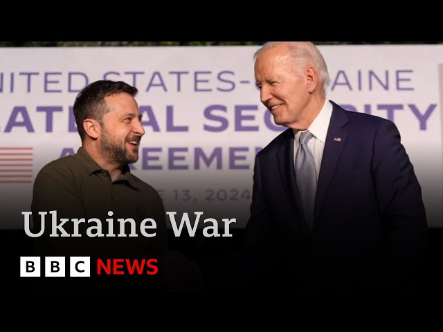 ⁣US and Ukraine sign 10-year military pact | BBC News