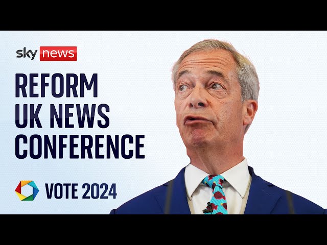 ⁣Nigel Farage hold news conference as Reform UK overtakes the Tories in YouGov poll