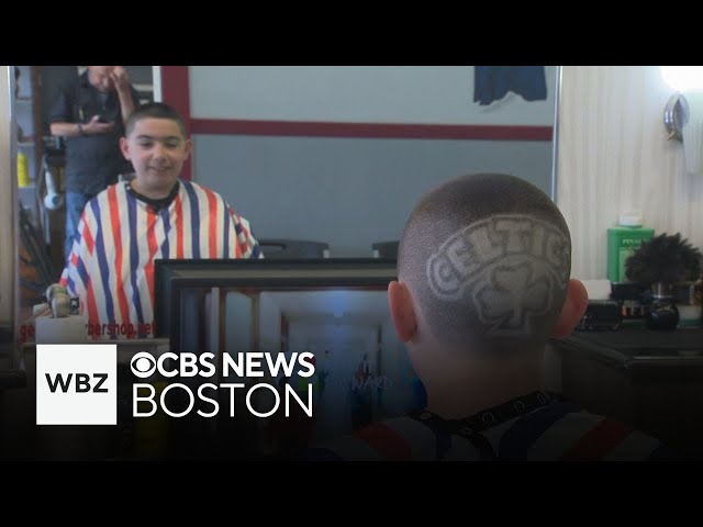 ⁣Young Boston Celtics fan gets shamrock buzzcut for good luck ahead of Game 4