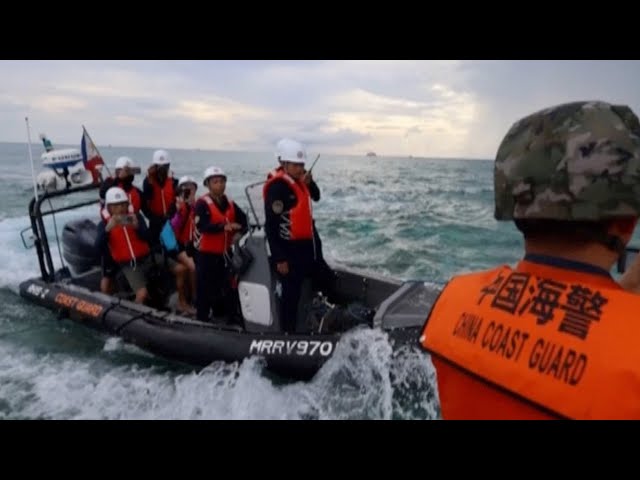 ⁣Footage shows Philippine Coast Guard illegally intruding into China's Xianbin Jiao