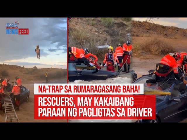 ⁣Rescuers, may kakaibang paraan ng pagligtas sa driver | GMA Integrated Newsfeed