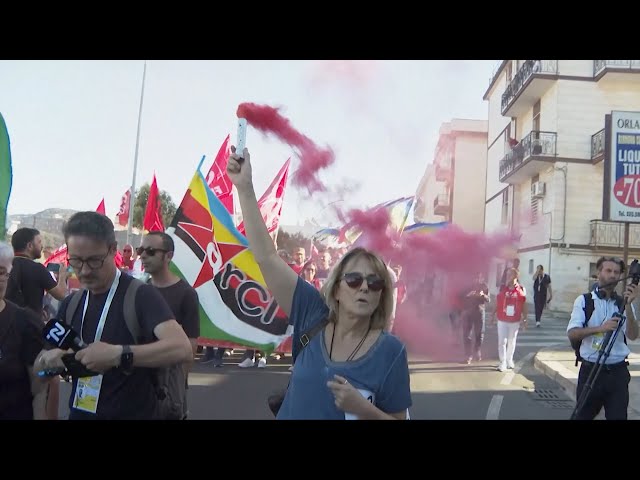 ⁣Protesters gather on second day of G7 summit in Italy
