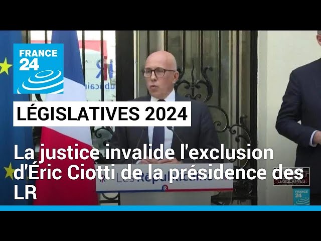 ⁣L'exclusion d'Éric Ciotti de la présidence des Républicains invalidée par la justice