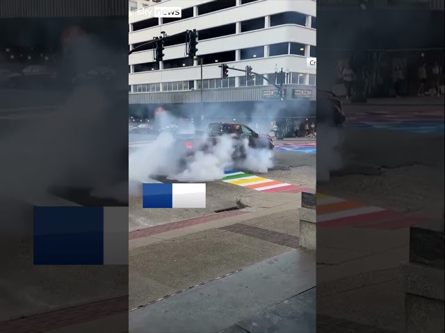 ⁣Driver burns pride mural