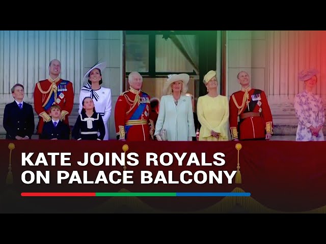 ⁣MOMENT: Kate, Princess of Wales, joins royals on palace balcony