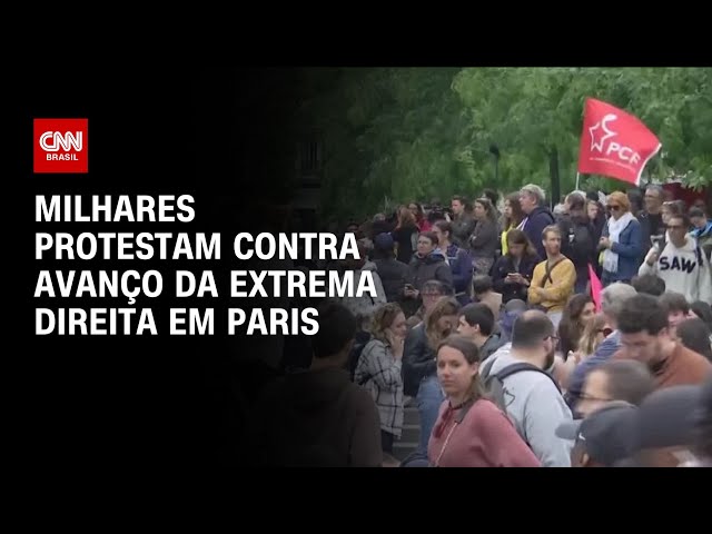 ⁣Milhares de pessoas foram às ruas protestar contra avanço da extrema direita em Paris | AGORA CNN