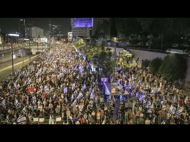 ⁣‘Bring everyone back home’: Thousands in Tel Aviv demand release of hostages held by Hamas