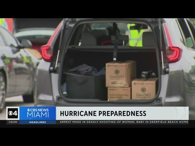 ⁣Hurricane supply distribution drive held at Miami-Dade Fairgrounds