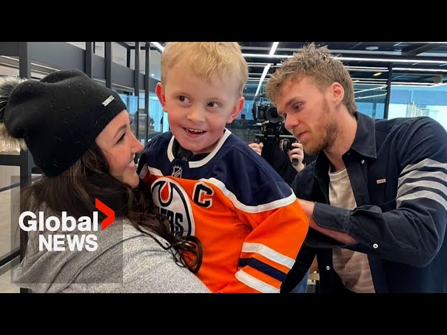 ⁣"Let's go Oilers!": Edmonton Oilers 6-year-old superfan travels 30 hours for game 4