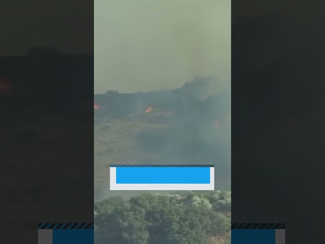 ⁣Brush fire burns in Gorman, Calif.