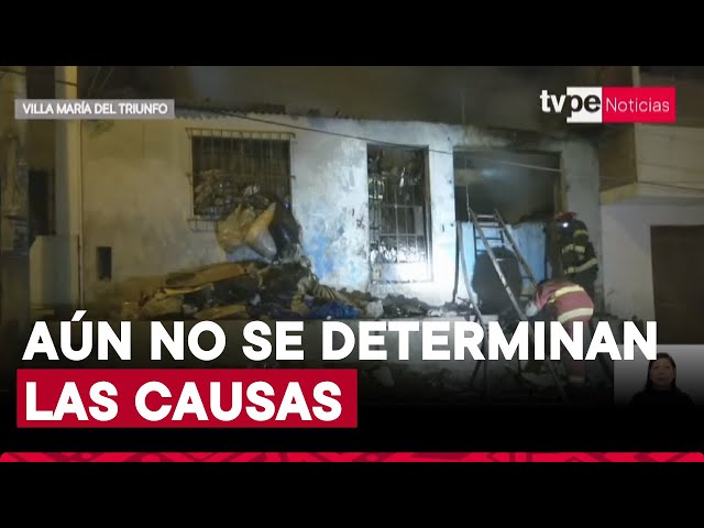 ⁣Villa María del Triunfo: incendio destruyó una vivienda que era utilizada como almacén de reciclaje