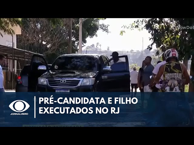 ⁣Polícia investiga assassinato de pré-candidata a vereadora e filho dela no RJ