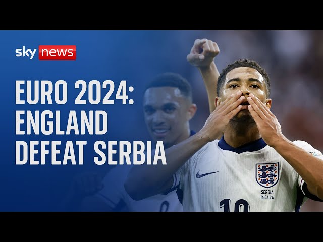 ⁣Euro 2024: England fans celebrate as Jude Bellingham goal helps England beat Serbia