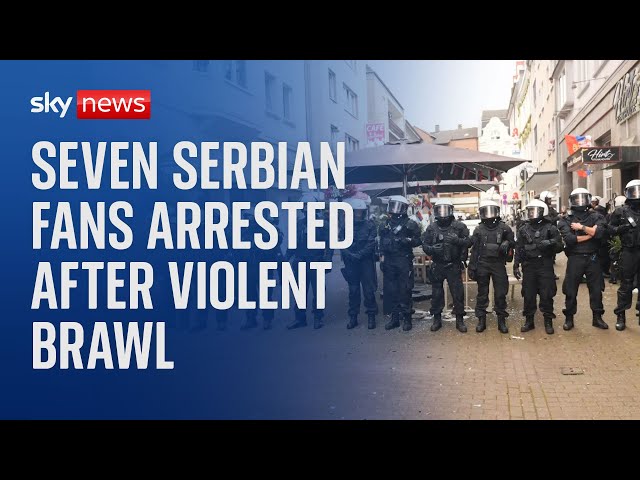⁣Seven Serbian supporters arrested over brawl before England v Serbia match