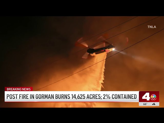 ⁣Winds make for difficult firefight against Post Fire in Gorman