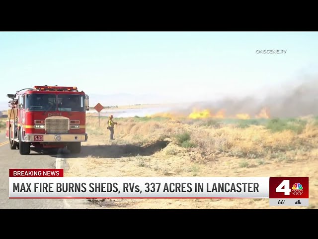 ⁣Max Fire in Lancaster destroys sheds, RVs