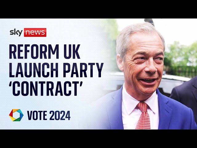 ⁣Nigel Farage launches Reform UK's party 'contract'