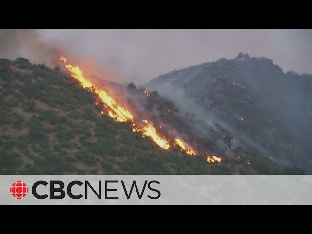 ⁣California wildfire burns 60 sq. km, forces evacuations east of L.A.